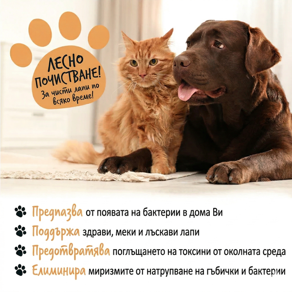 Bugalugs Oatmeal No-Rinse Paw Cleaner - Пяна за почистване на лапи с овес и четка без изплакване 200 мл