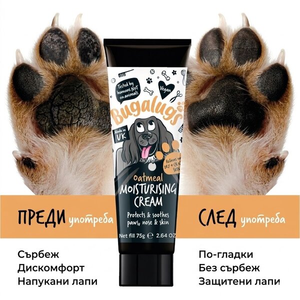 Bugalugs Moisturising Cream Paw, Nose &Skin - 100 % натурален хидратиращ крем за кучета 75 гр
