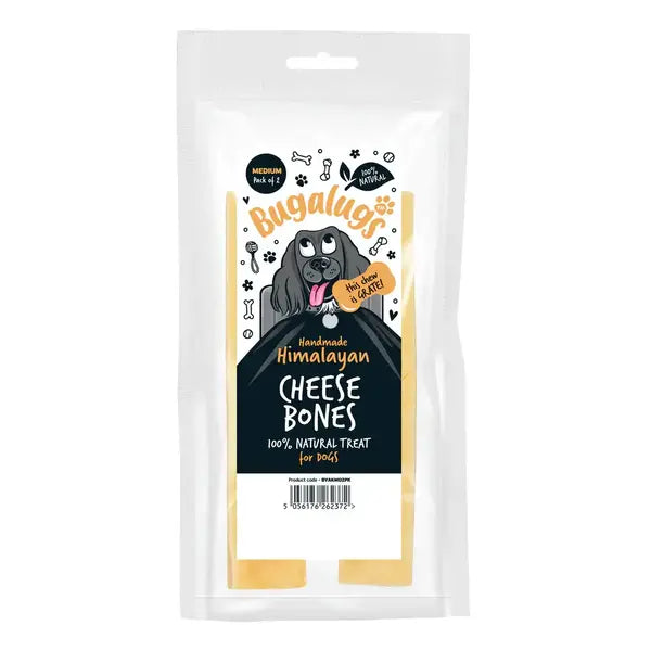 Bugalugs Medium Handmade Himalayan Cheese Bones - супер твърди блокчета от сирене 2 бр, 122 гр