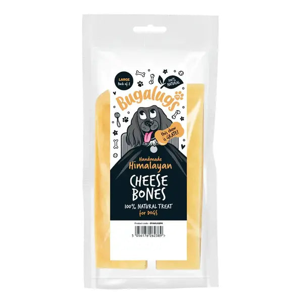 Bugalugs Large Handmade Himalayan Cheese Bones - супер твърди блокчета от сирене 2 бр, 182 гр