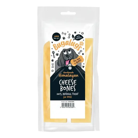 Bugalugs Large Handmade Himalayan Cheese Bones - супер твърди блокчета от сирене 2 бр, 182 гр