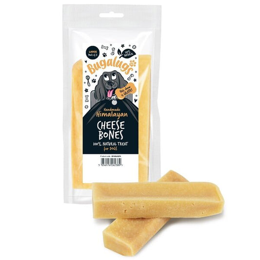 Bugalugs Large Handmade Himalayan Cheese Bones - супер твърди блокчета от сирене 2 бр, 182 гр