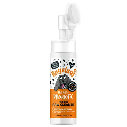 Bugalugs Pre, Post + Probiotic No Rinse Paw Cleaner for Dogs Пробиотична пяна с вградена силиконова
