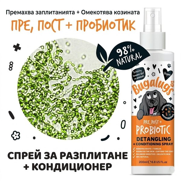 Bugalugs Probiotic Detangling Spray for Dogs - Пробиотичен груминг спрей