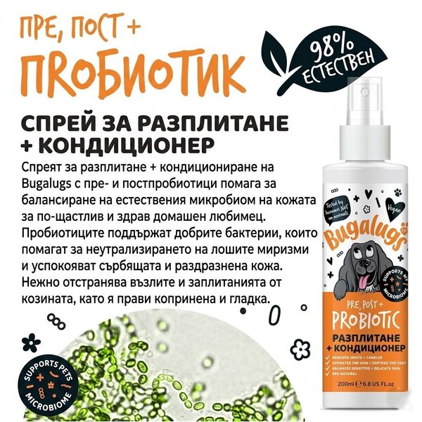 Bugalugs Probiotic Detangling Spray for Dogs - Пробиотичен груминг спрей