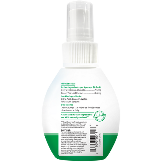 TropiClean Fresh Breath Water Additive Concentrate 2.2 oz - Висококонцентрирана добавка за вода за с