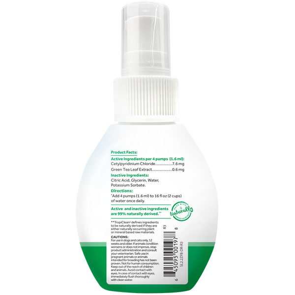 TropiClean Fresh Breath Water Additive Concentrate 2.2 oz - Висококонцентрирана добавка за вода за свеж дъх и защита от зъбен камък 65ml