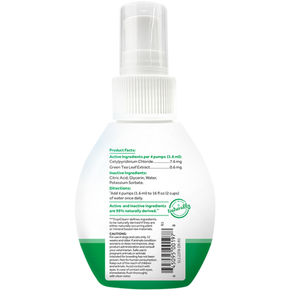 TropiClean Fresh Breath Water Additive Concentrate 2.2 oz - Висококонцентрирана добавка за вода за свеж дъх и защита от зъбен камък 65ml