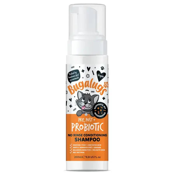 Bugalugs Pre & Post Probiotic No Rinse Shampoo for Cats – Пробиотичен сух шампоан за котки 200ml