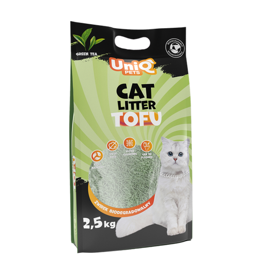 Uniq Pets Cat Tofu Cat Litter биоразградима котешка тоалетна 2,5kg / 6L зелен чай