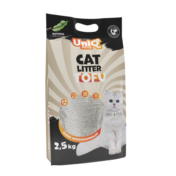Uniq Pets Cat Tofu Cat Litter Natural биоразградима котешка тоалетна 2,5kg / 6L natural - без аромат