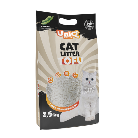 Uniq Pets Cat Tofu Cat Litter Natural биоразградима котешка тоалетна 2,5kg / 6L natural - без аромат