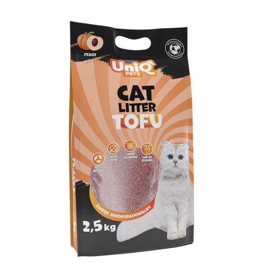 Uniq Pets Cat Tofu Cat Litter биоразградима котешка тоалетна 2,5kg / 6L праскова
