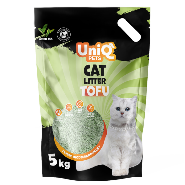 Uniq Pets Cat Tofu Cat Litter биоразградима котешка тоалетна зелен чай