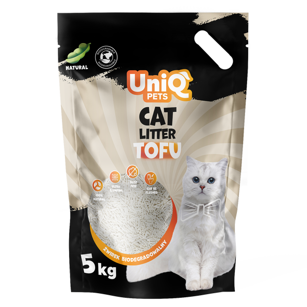 Uniq Pets Cat Tofu Cat Litter Natural биоразградима котешка тоалетна без аромат 5kg / 12L