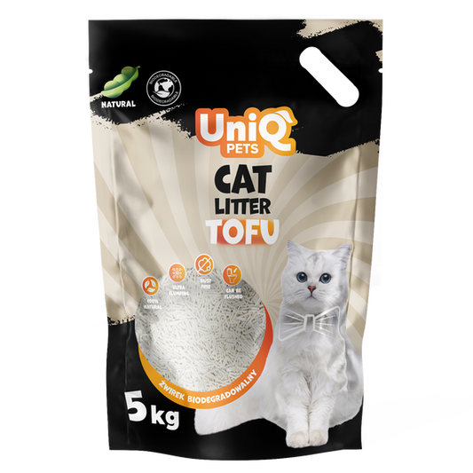 Uniq Pets Cat Tofu Cat Litter Natural биоразградима котешка тоалетна без аромат 5kg / 12L