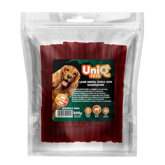 Uniq Pets Lamb Dental Sticks with Glucosamine 500g - лакомства за зъби и стави 10 cm