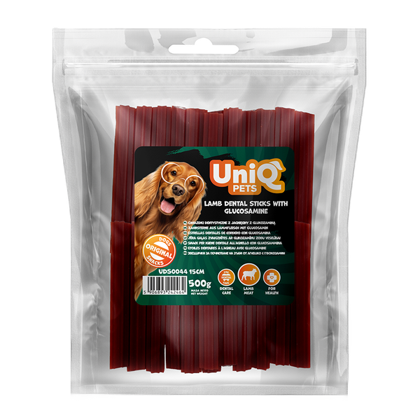 Uniq Pets Dog Dental Sticks Lamb Glucosamine 15cm, 500g - лакомства за зъби и стави