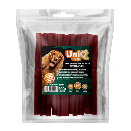 Uniq Pets Dog Dental Sticks Lamb Glucosamine 15cm, 500g - лакомства за зъби и стави