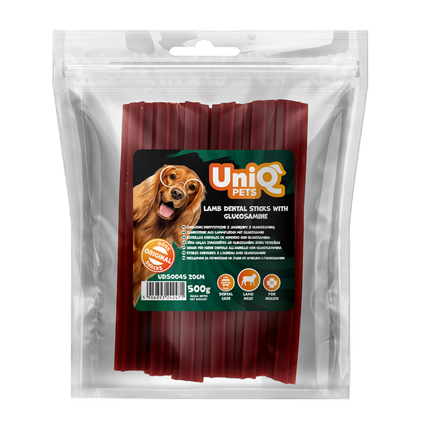 Uniq Pets Dog Dental Sticks Lamb Glucosamine 20cm, 500gr - гигантски агнешки дентални лакомства