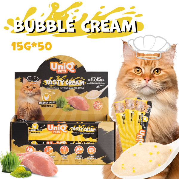 Uniq Pets Cat Bubble Cream Chicken with Cat Grass 15g - кремообразно лакомство за котки