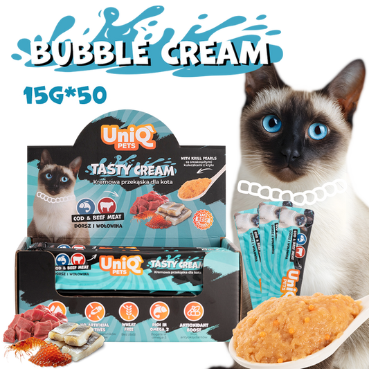 Uniq Pets Cat Bubble Cream Cod & Beef with Krill - кремообразно лакомство за котки с треска, телешко