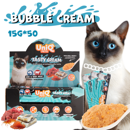 Uniq Pets Cat Cream cod & beef 15g - кремообразно лакомство за котки с треска, телешко и крил