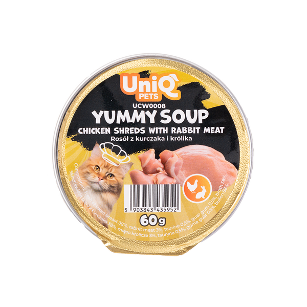 Uniq Pets Cat Soup Chicken Shreds with Rabbit 60g - пилешка супа за котки