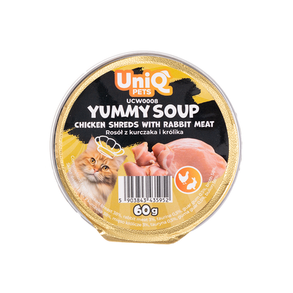 Uniq Pets Cat Soup Chicken Shreds with Rabbit 60g - пилешка супа за котки