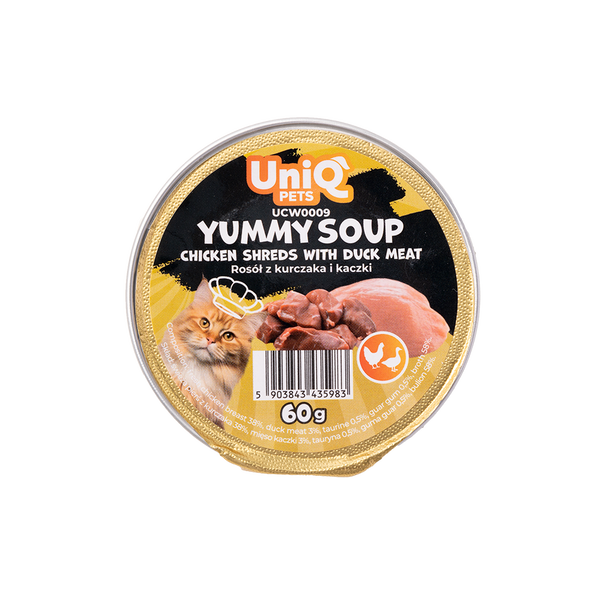 Uniq Pets Cat Soup with Chicken Shreds and Duck, 60 g
