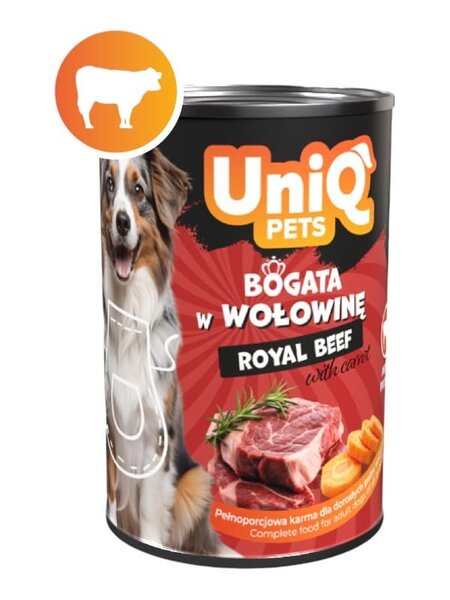 Uniq Pets Royal Wet Dog Food with Beef, 375 g