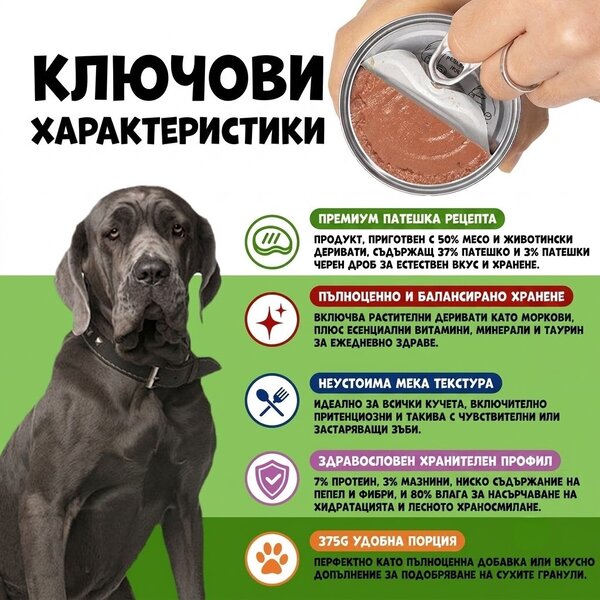 Uniq Pets Dog Wet Food Royal Duck 375g - мокра храна за кучета с патешко