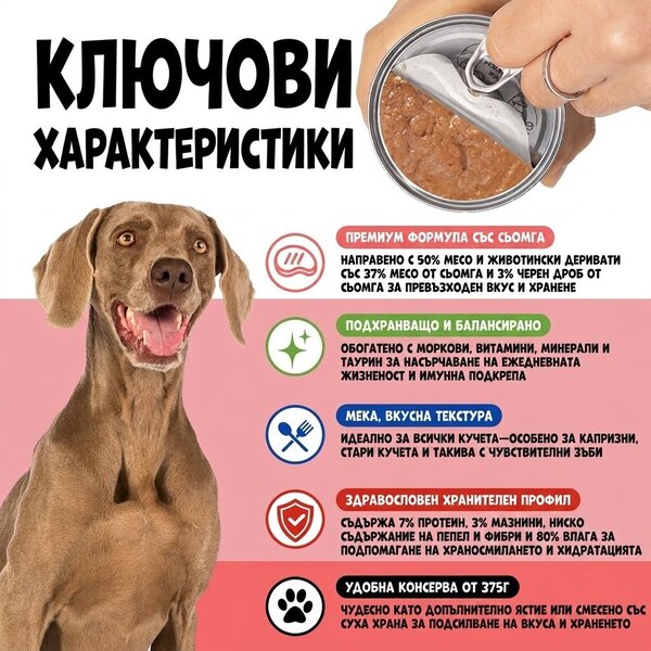 Uniq Pets Royal Wet Dog Food with Salmon, 375 g