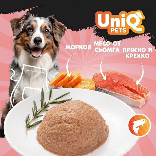 Uniq Pets Royal Wet Dog Food with Salmon, 375 g