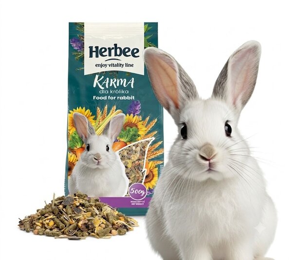 HERBEE RodensRoot пълноценна храна за зайци с рожков, люцерна и сено, 500 г