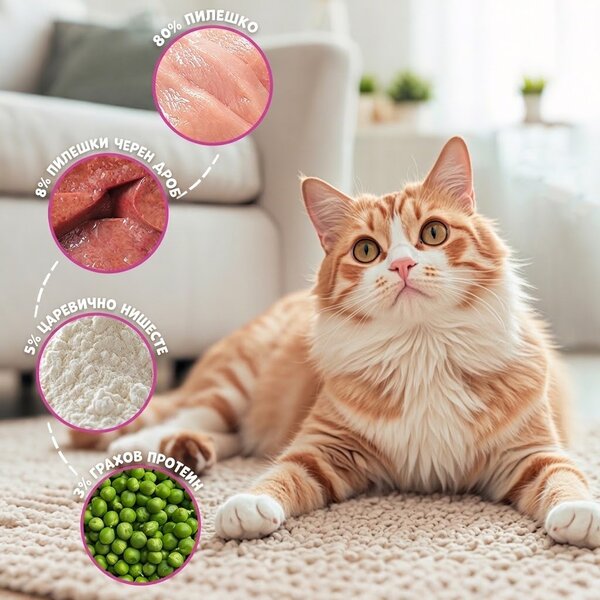 Uniq Pets Cat Snacks Mimi Anti-Hairball Soft Hearts меки лакомства за котки с пилешко, 50 г