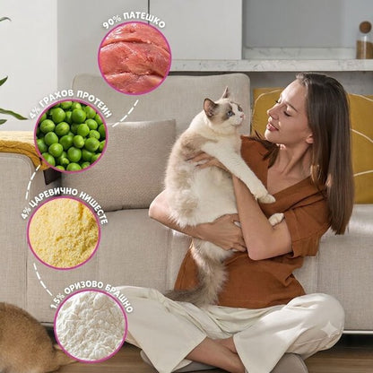 Uniq Pets Cat Snacks Mimi Hair & Skin Care Soft Strips Duck меки лакомства за котки с патешко, 50 г