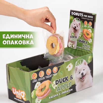 Uniq Pets Dog Snacks Collagen & Fruit Donut Duck & Dried Apple лакомства за кучета с патица и сушена ябълка