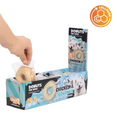Uniq Pets Dog Snacks Collagen Donut Chicken & Coconut лакомства за кучета с пилешко, кокос и колаген