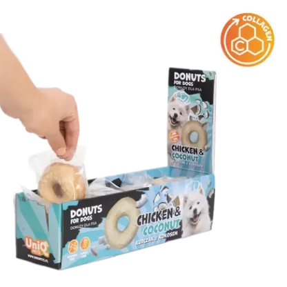Uniq Pets Dog Snacks Collagen Donut Chicken & Coconut лакомства за кучета с пилешко, кокос и колаген