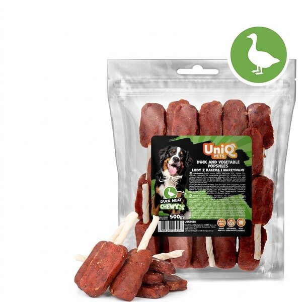 Uniq Pets Dog Snacks Duo Duck and Vegetable Popsicles лакомства за кучета с патешко и зеленчуци, 500 г