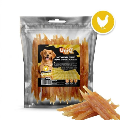 Uniq Pets Dog Snacks Meaty Soft Chicken Strips меки пилешки ленти за кучета, 500 г