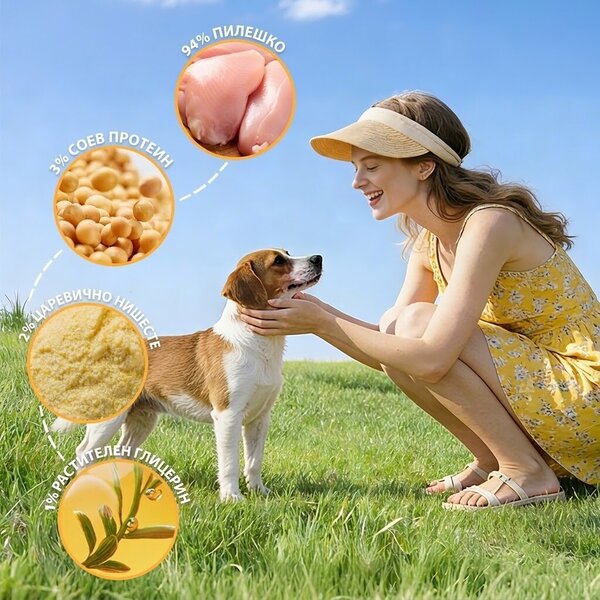 Uniq Pets Dog Snacks Meaty Soft Chicken Strips меки пилешки ленти за кучета, 500 г