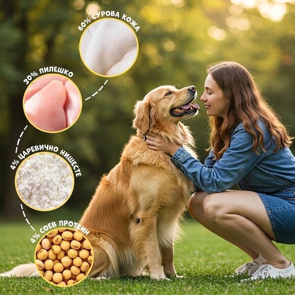 Uniq Pets Dog Snacks Rawhide Chicken Wraps Rings дъвчащи рингове за кучета, 10 см, 500 г