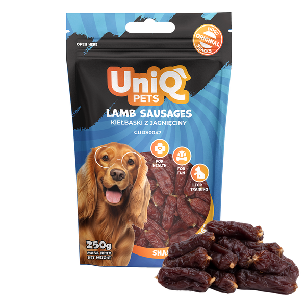 Uniq Pets Dog Snacks Woofers Lamb Sausages меки наденички за кучета с агнешко, 250 г
