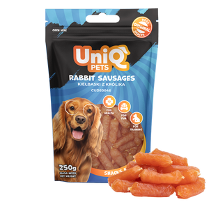 Uniq Pets Dog Snacks Woofers Rabbit Sausages меки наденички за кучета със заешко, 250 г