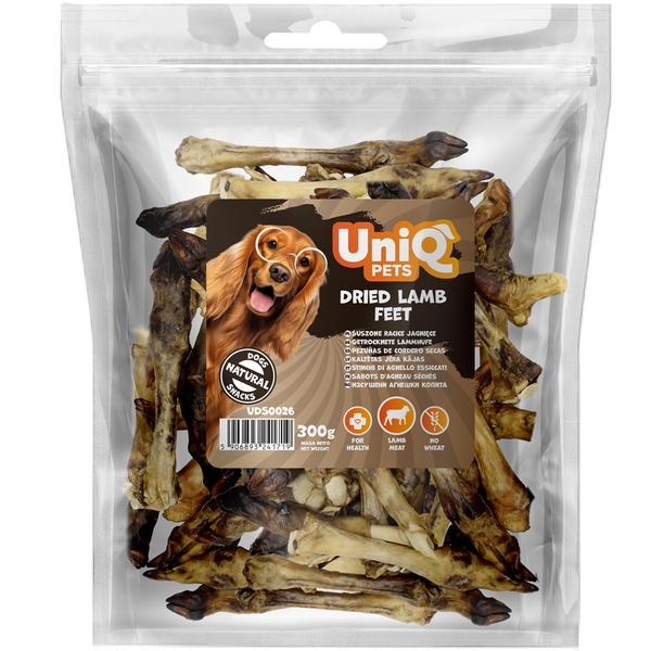 Uniq Pets Dog Snacks Natural Dried Lamb Feet сушени агнешки крачета за кучета, 300 г