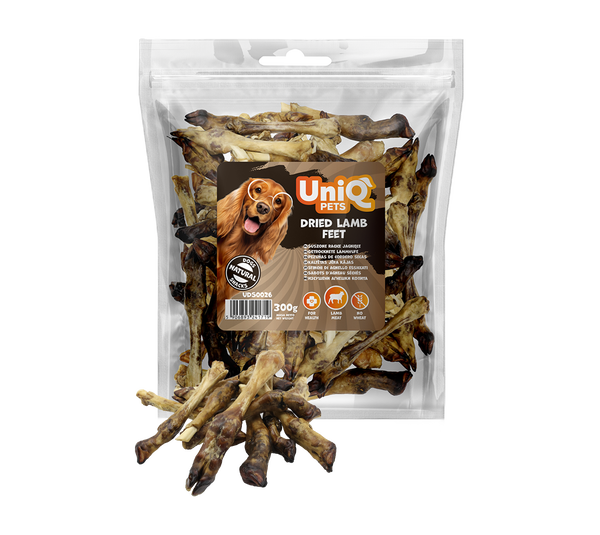 Uniq Pets Dog Snacks Natural Dried Lamb Feet сушени агнешки крачета за кучета, 300 г