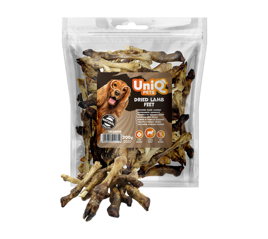 Uniq Pets Dog Snacks Natural Dried Lamb Feet сушени агнешки крачета за кучета, 300 г