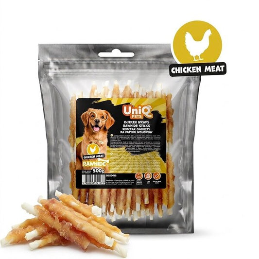 Uniq Pets Dog Snacks Rawhide Chicken Wraps Rawhide Sticks дъвчащи стикове за кучета с пилешко, 12 см